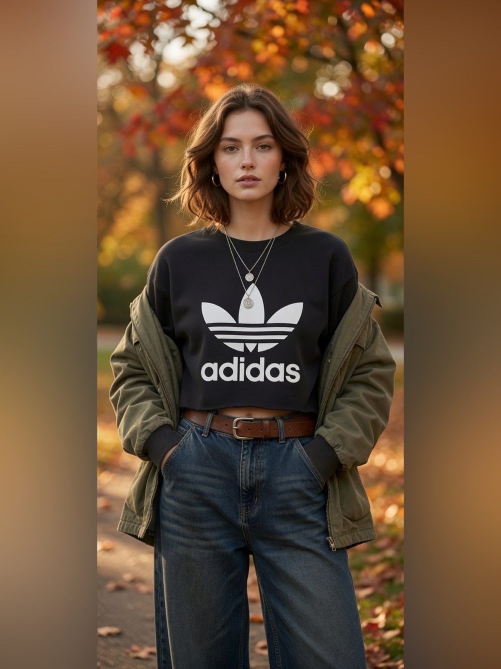 Adidas Size XS Black Y2K Hand Cropped Logo Crewneck Sweatshirt